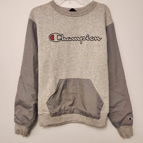 Champion Sweatshirt Logo Urban Fleece Pullover Front Pocket Unique Small EUC - Picture 2 of 14